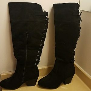 Torrid black suede Knee boots 9w
